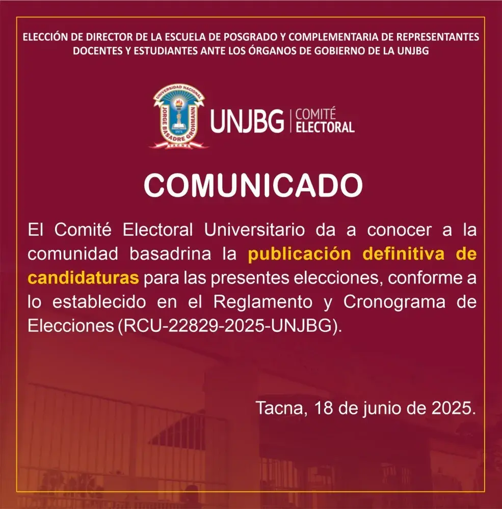 COMUNICADO -  PUBLICACION DEFINITIVA DE CANDIDATURAS